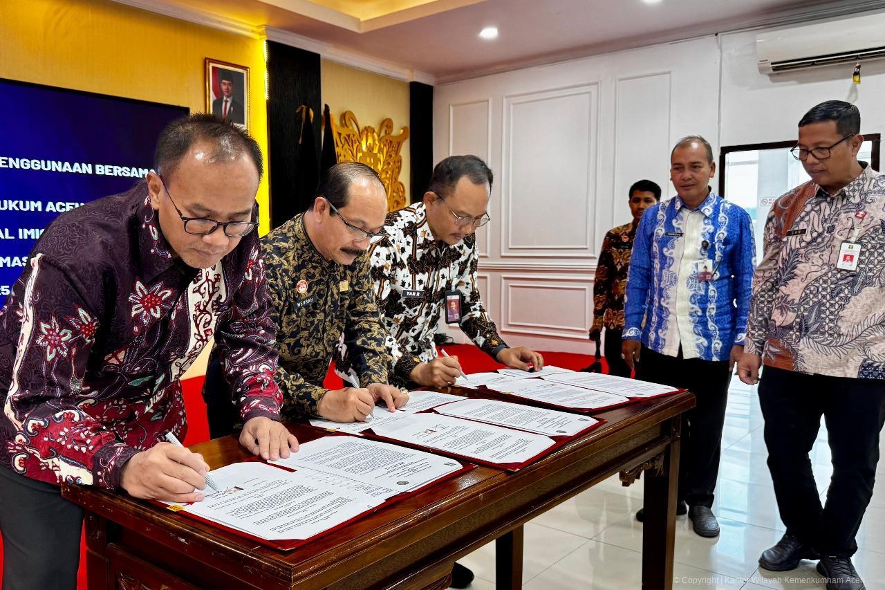 Tiga Instansi Pecahan Kemenkumham di Wilayah Aceh Teken Perjanjian Penggunaan Barang Milik Negara