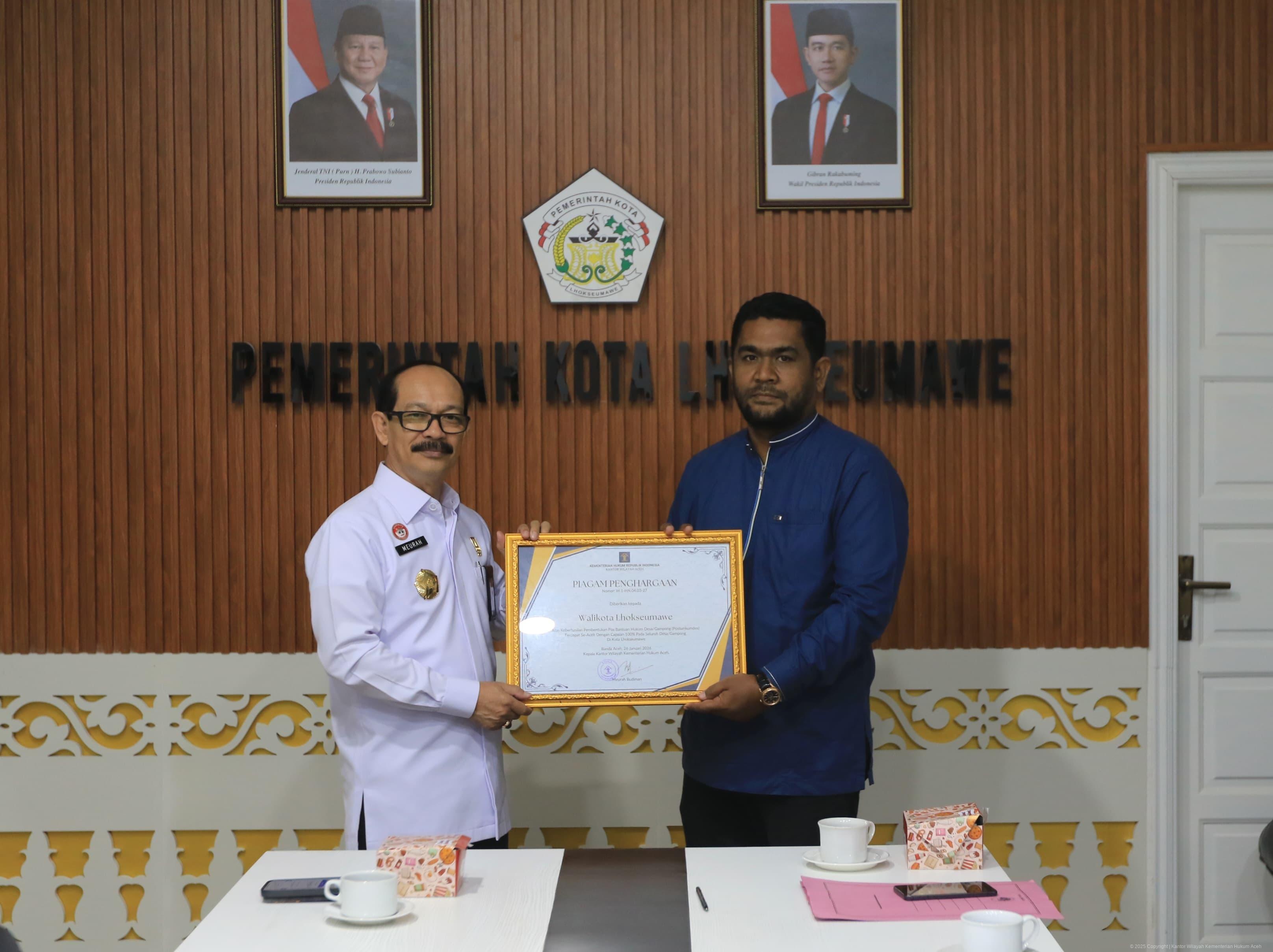 Posbankumdes Lhokseumawe Tuntas 100 Persen, Kemenkum Aceh Minta Aktif